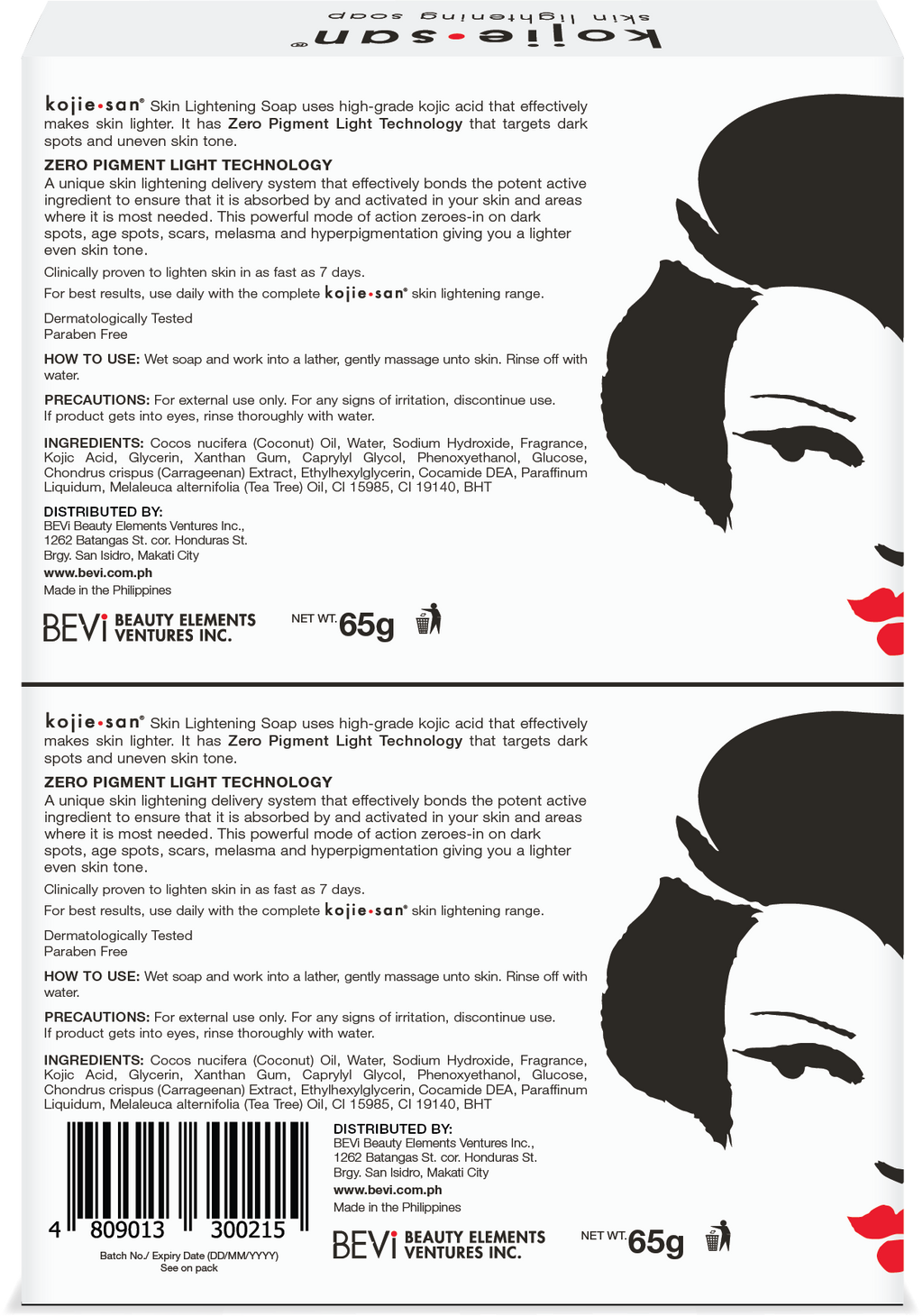 Jabón aclarador de piel Kojie San: ácido kójico original que reduce manchas oscuras, hiperpigmentación y cicatrices. Incluye red exfoliante. 2 barras de 65 g.