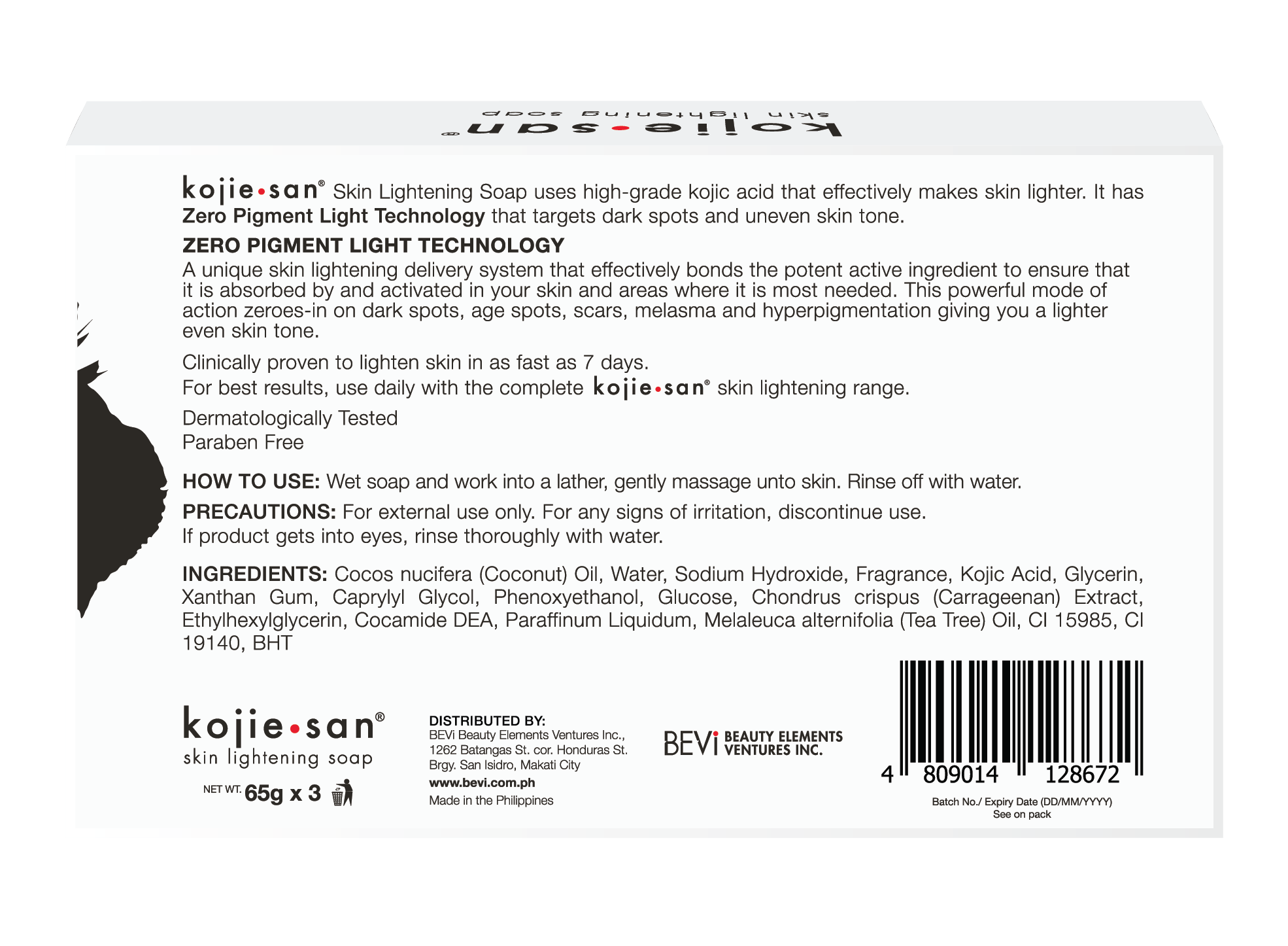 Kojie San Skin and Body Soap ??Original Kojic Acid, Soap Bar with Coconut & Tea Tree Oil ??3 x 65g Bars