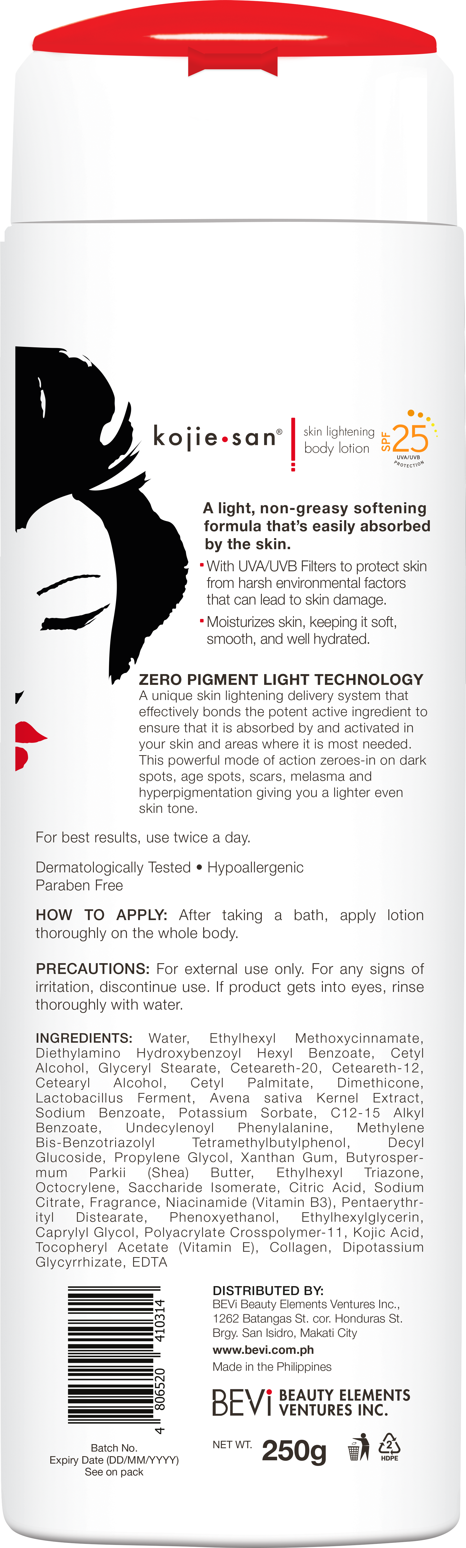 Kojie San Radiance Body Lotion with Natural Ingredients and Moisturizing Oils ??Nourishing Skin Softener for Smooth, Even-Toned Skin ??250ml Bottle